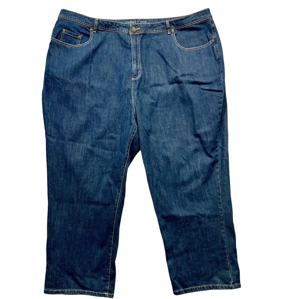Catherines Slimmer Classic Dark Wash Straight Leg Jeans‎ Womens 28WP Plus Petite
